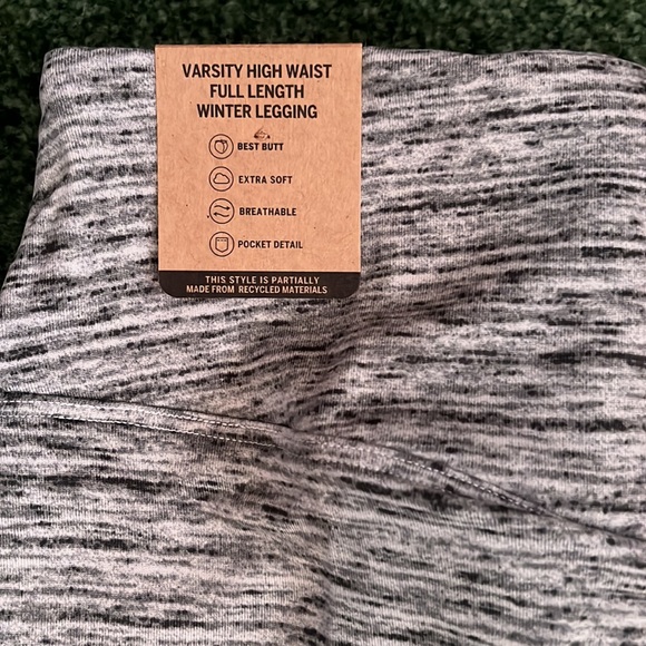 2 NWT PINK HIGH WAIST FULL LENGTH WINTER LEGGING, M, solid black & gray/white - Picture 4 of 5